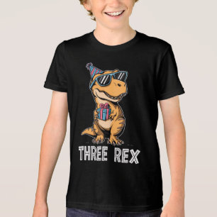 T-shirt En Tri-matière 3 Rex Dinosaur 3e anniversaire garçon fille trois