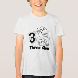 T-shirt En Tri-matière 3 Rex Dinosaur 3ème anniversaire garçon fille