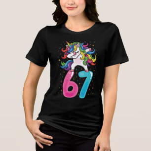 T-shirt En Tri-matière 67 Licorne Mème pour Filles Six Sept Gen Alpha