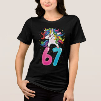 T-shirt En Tri-matière 67 Licorne Mème pour Filles Six Sept Gen Alpha