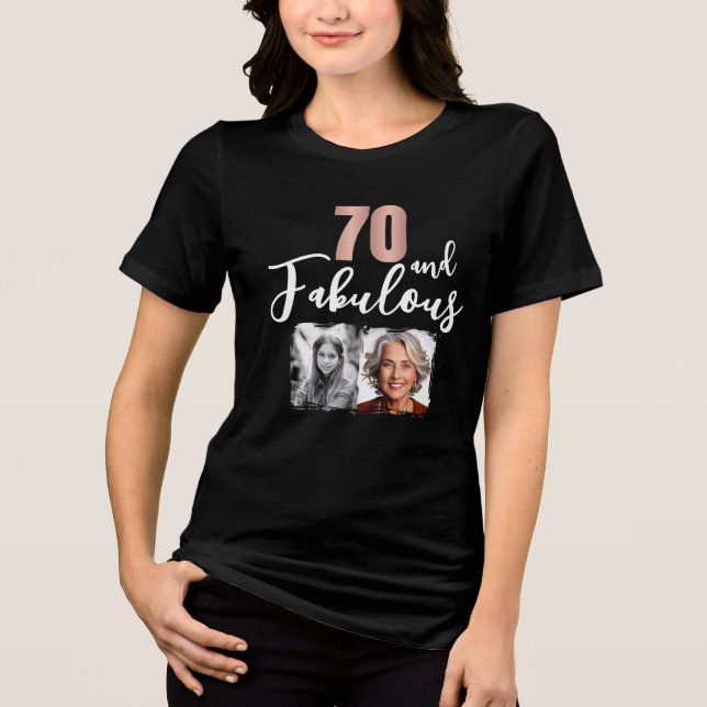 T-shirt En Tri-matière 70 and Fabulous 2 Photo 70th Birthday (Recto)