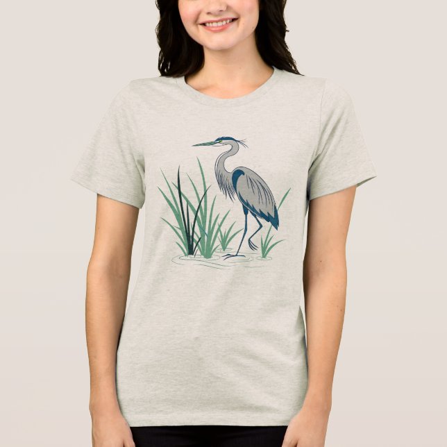 T-shirt En Tri-matière A Solitary Heron Standing Gracefully (Recto)