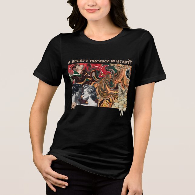 T-SHIRT  EN TRI-MATIÈRE ABSTRACT CUSTOMISED PAINTING (Recto)