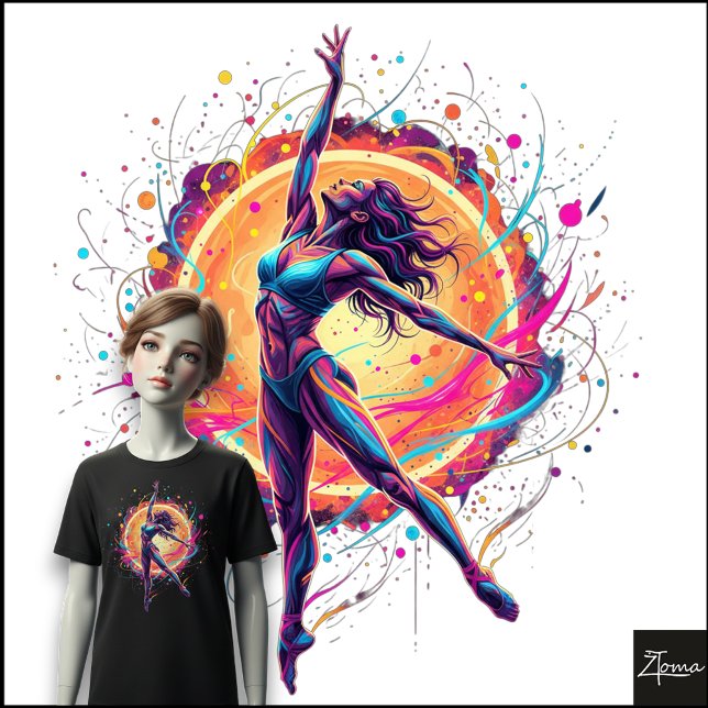 T-shirt En Tri-matière Abstract Dancer Neon Lines Dynamic Art (Créateur téléchargé)