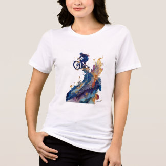 T-shirt En Tri-matière Abstract Mountain Biker | Fluid Ink Watercolor Art