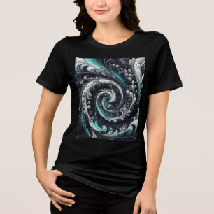 T-shirt En Tri-matière Abstrait vert, argent et noir
