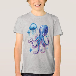 T-shirt En Tri-matière Abysse électrique poulpe et méduse brillante