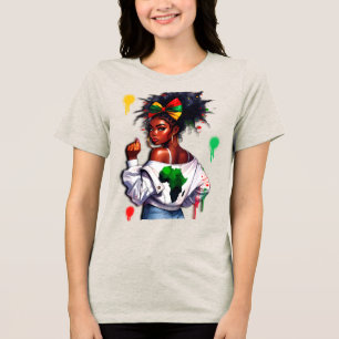 T-shirt En Tri-matière Adolescente Afro-Américaine Célébrant Son Patrimoi