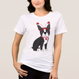 T-shirt En Tri-matière Adorable Boston Terrier Valentine