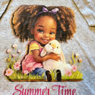 T-shirt En Tri-matière Adorable fillette afro-américaine avec son lapin d