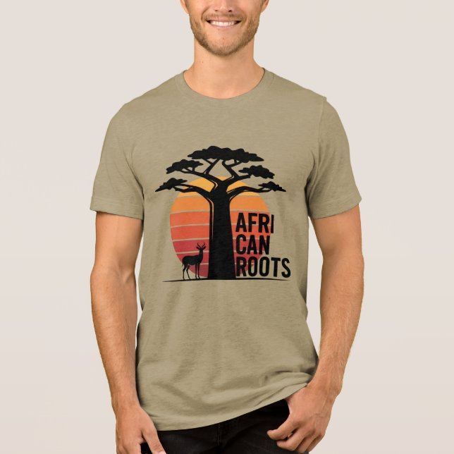 T-shirt En Tri-matière African Streetwear Baobab Tree & Gazelle Graphic (Recto)