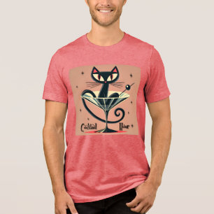 T-shirt En Tri-matière Âge atomique Futuriste de l'espace Noir Cat Martin