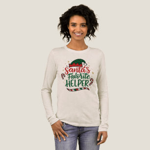 T-shirt En Tri-matière Aide festive de Père Noël Noël Manche Longue Femme