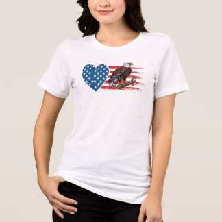 T-shirt En Tri-matière Aigle chauve, Cœur de drapeau américain