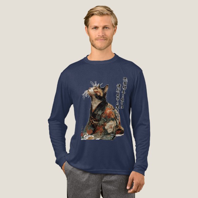 T-shirt En Tri-matière "All Things Change" Japanese Cat in Kimono (Recto complet)