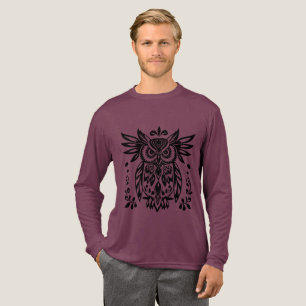 T-shirt En Tri-matière Amateurs de chouettes Boisés rustiques Noir Blanc 