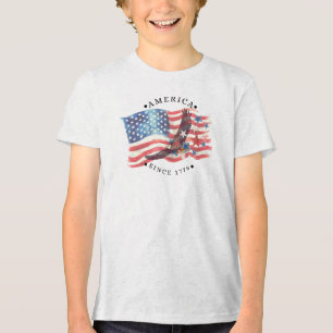 T-shirt En Tri-matière Amérique depuis 1776 Aquarelle Drapeau/Aigle/Étoil