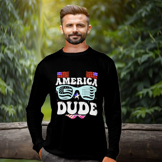 T-shirt En Tri-matière Amérique Dude Chic Stars et Stripes Rouge Blanc Bl