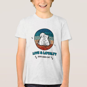 T-shirt En Tri-matière Amour et Loyauté de Chien et Chat Rétro Vintage