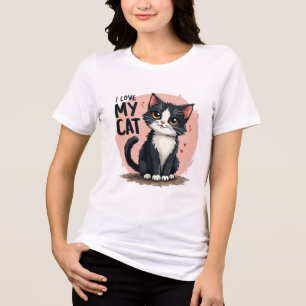T-shirt En Tri-matière « Amour Purrfait » « J'aime mon chat » « Moustache