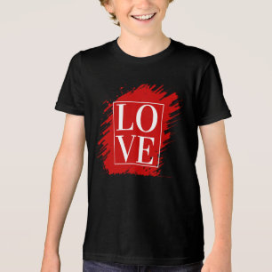 T-SHIRT EN TRI-MATIÈRE AMOUR TYPOGRAPHIE BLANCHE ART ROUGE