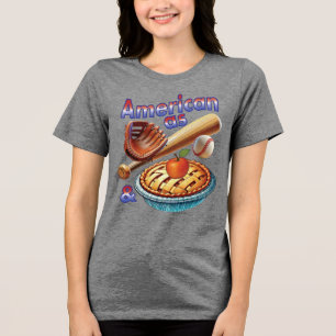 T-shirt En Tri-matière Amusant américain comme Baseball & Pomme Pie