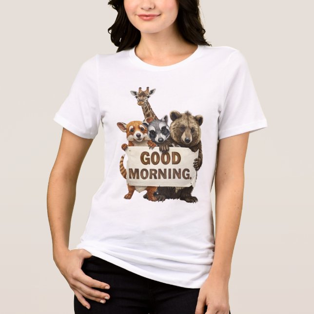 T-shirt En Tri-matière Animals, Good Morning, (Recto)