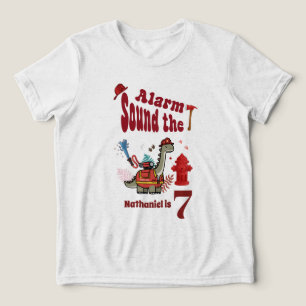 T-shirt En Tri-matière Anniversaire d'un pompier mignon dinosaure rugit e