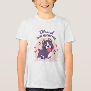 T-shirt En Tri-matière Anniversaire Pitbull Chien mignon béni
