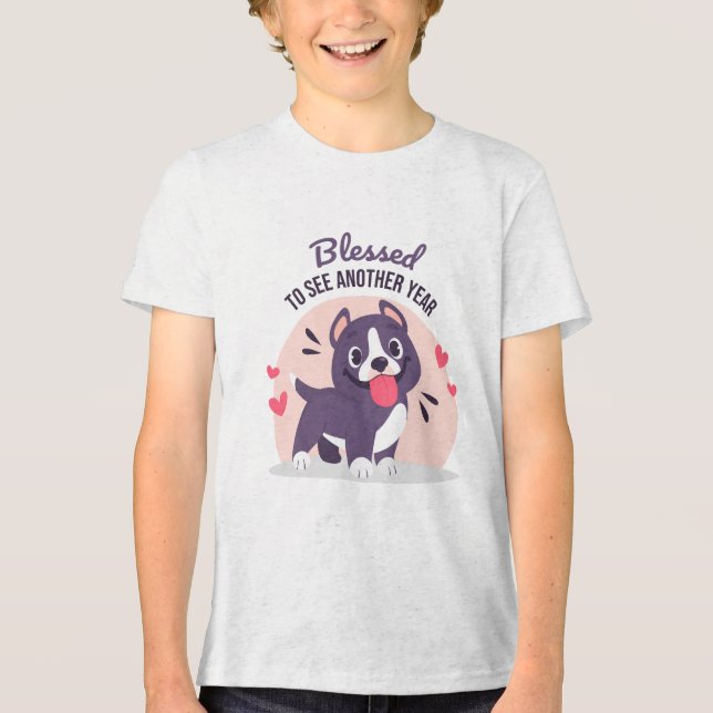 T-shirt En Tri-matière Anniversaire Pitbull Chien mignon béni (Recto)