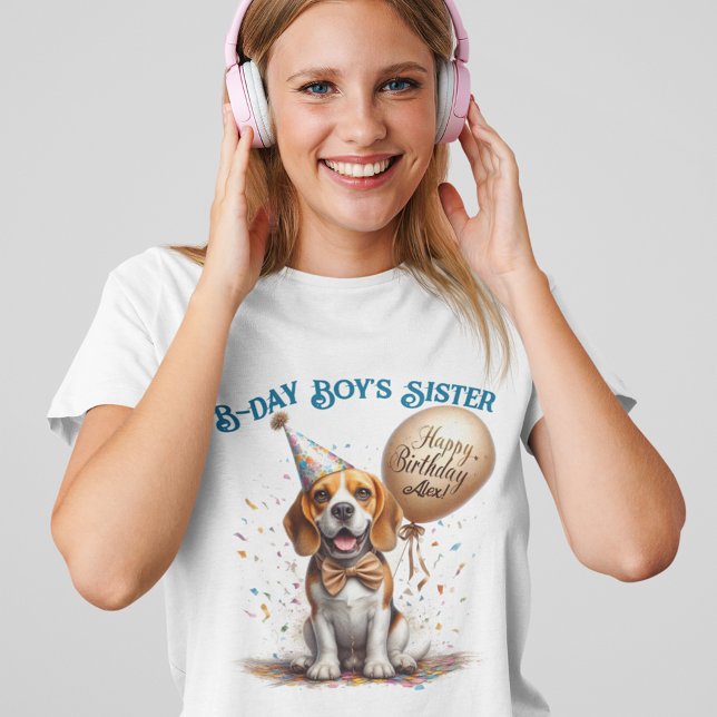 T-shirt En Tri-matière Anniversaire Soeur Beagle Chien Balloon Personnali (Créateur téléchargé)