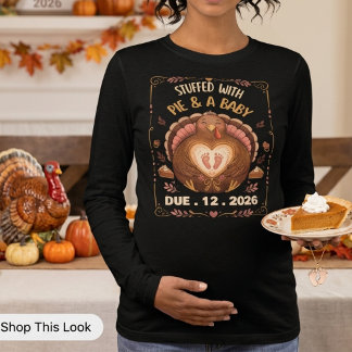 T-shirt En Tri-matière Annonce personnalisée de grossesse pour Thanksgivi