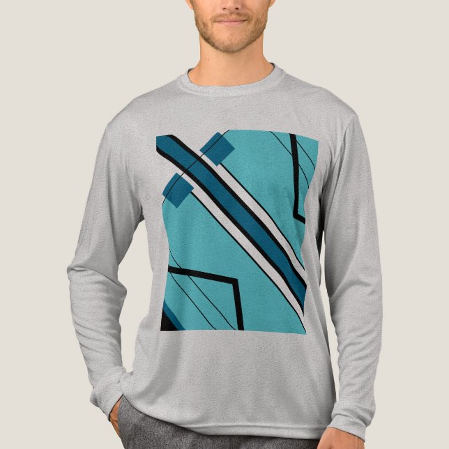 T-shirt En Tri-matière Aqua Black Bold Stripe MCM d'inspiration Abstraite (Recto)