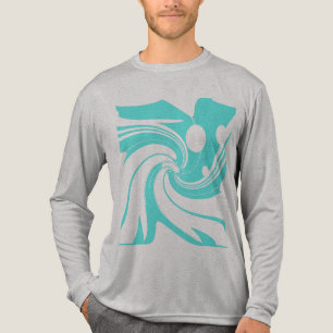 T-shirt En Tri-matière Aqua Blue Flower Bird Art moderne Abstrait