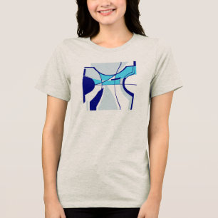 T-shirt En Tri-matière Aqua Navy Turquoise Swirling MCM Abstrait géométri