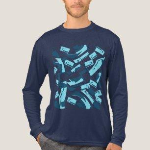 T-shirt En Tri-matière Aqua Turquoise Bleu Diagonal Pièces éparpillées