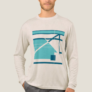 T-shirt En Tri-matière Aqua Turquoise bleu géométrique Abstrait MCM Look