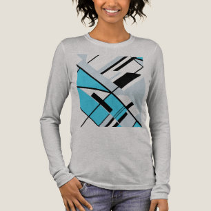 T-shirt En Tri-matière Aqua Turquoise Gris avec conception diagonale noir