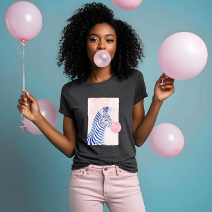 T-shirt En Tri-matière Aquarelle amusante Zèbre soufflante gomme Monogram