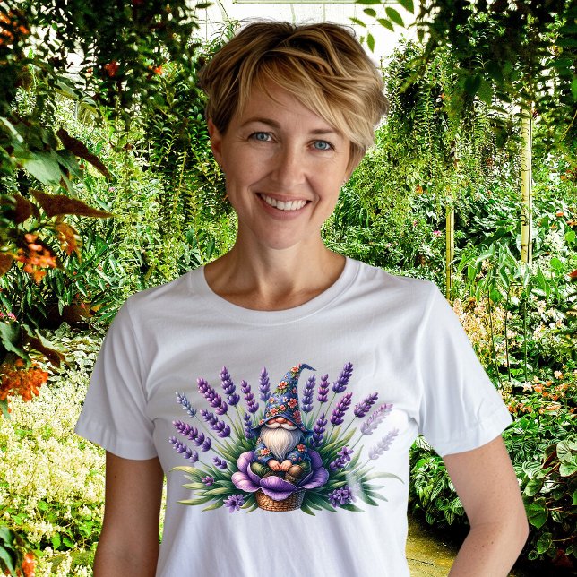 T-shirt En Tri-matière Aquarelle Gnome & Fleurs pourpres (Créateur téléchargé)