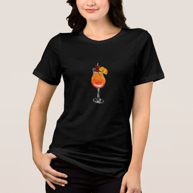 T-shirt En Tri-matière Aquarelle Tequila Sunrise Cocktail (Recto)