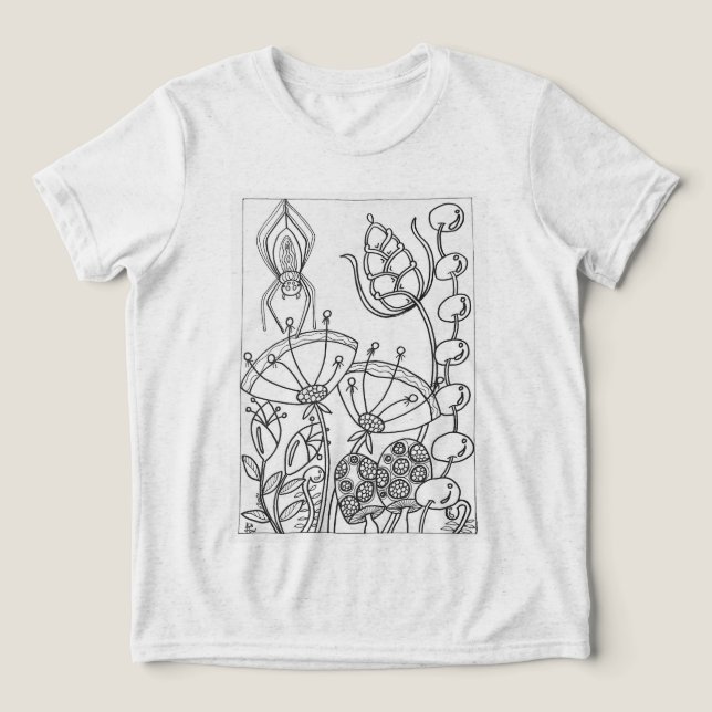 T-shirt En Tri-matière araignée avec fleurs d'imaginaire (Design Recto)