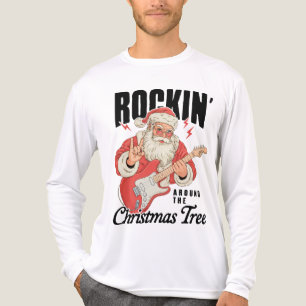 T-shirt En Tri-matière Arbre de Noël Rock Musique Santa
