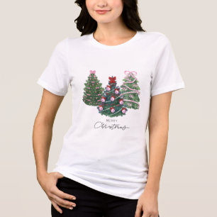 T-shirt En Tri-matière Arbre Ruban Rose #tshirts #xmas #nouveaunorvège