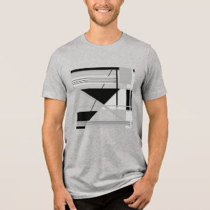 T-shirt En Tri-matière Art Abstrait géométrique gris clair et moyen