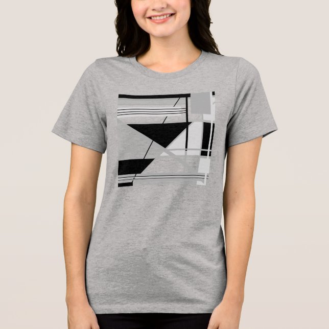T-shirt En Tri-matière Art Abstrait géométrique gris clair et moyen (Recto)