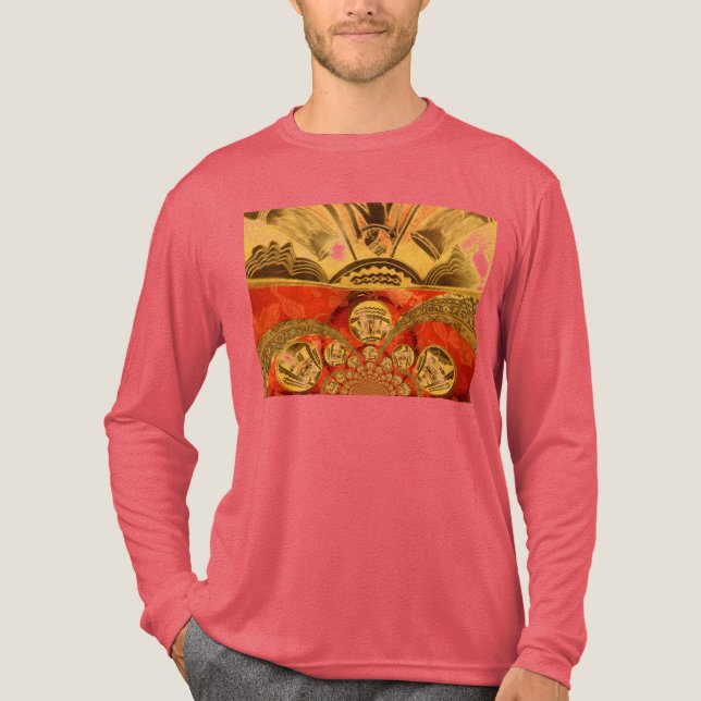 T-shirt En Tri-matière Art Culturel Africain : Design Rouge Or Riche (Recto)