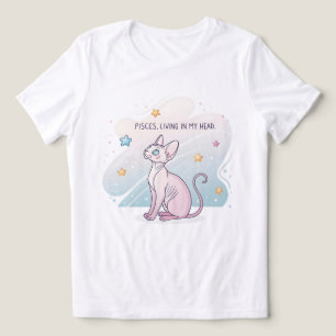 T-shirt En Tri-matière Art de tête vivant de chat Sphynx zodiaque Poisson