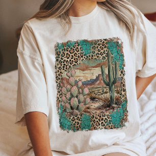T-shirt En Tri-matière Art occidental impression léopard cactus du désert