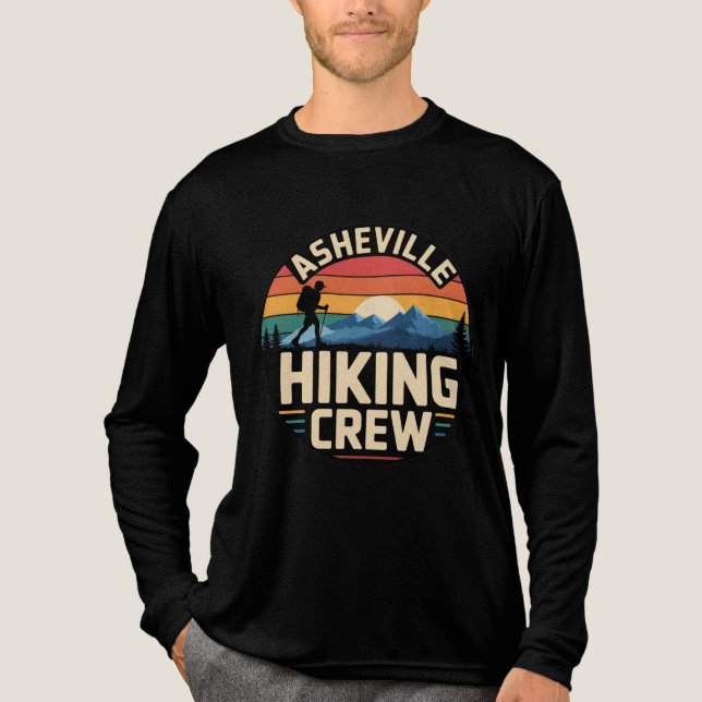 T-shirt En Tri-matière Asheville Randonnée Crew Retro Mountain Sunset Des (Recto)